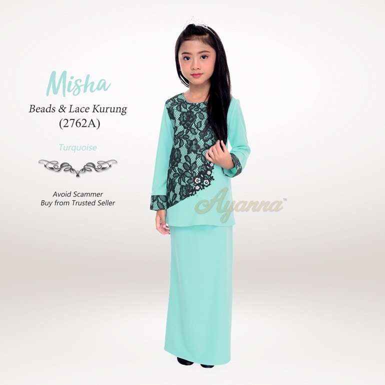 Misha Beads & Lace Kurung 2762A (Turquoise)