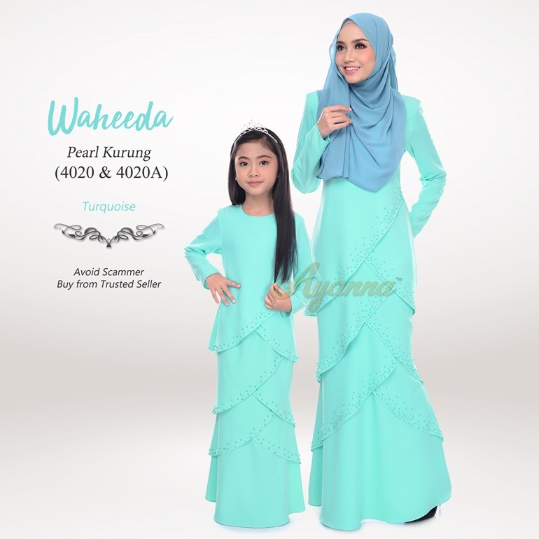 Waheeda Pearl Kurung 4020 Turquoise Waheeda Pearl Kurung 4020 Turquoise