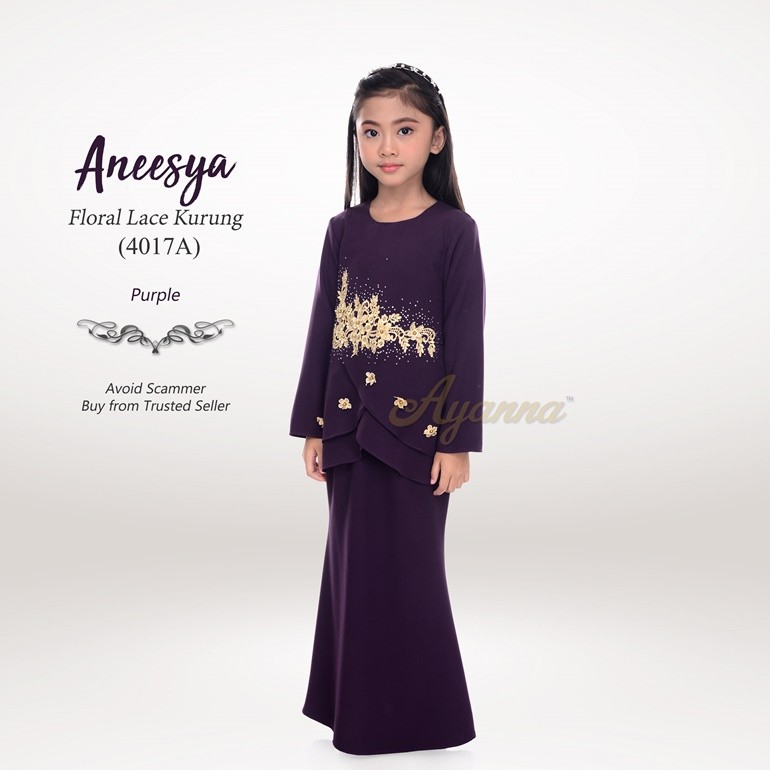 Aneesya Floral Lace Kurung 4017A (Purple)