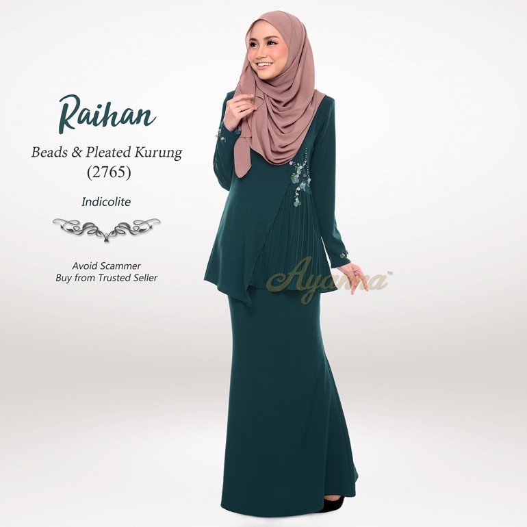 Raihan Beads & Pleated Kurung 2765 (Indicolite)