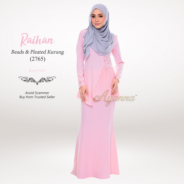 Raihan Beads & Pleated Kurung 2765 (BabyPink)