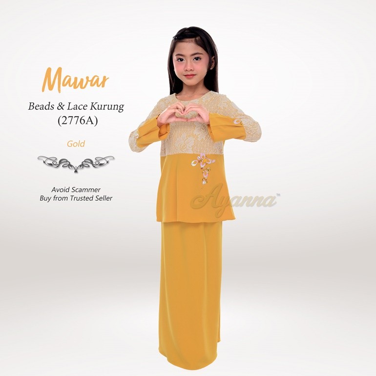 Mawar Beads & Lace Kurung 2776A (Gold)