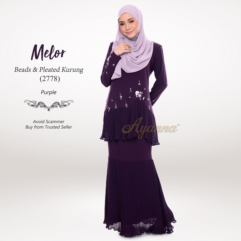 Melor Beads & Pleated Kurung 2778 (Purple)