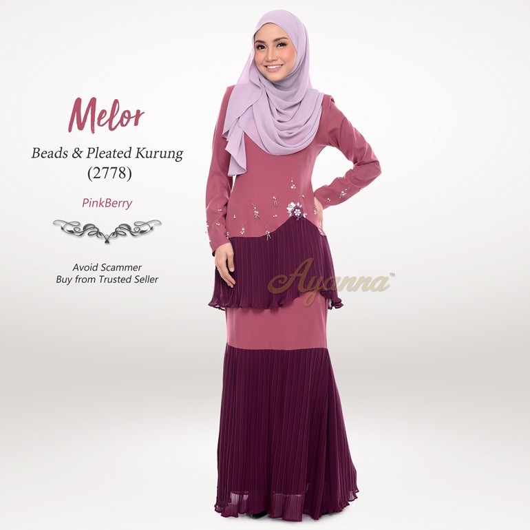 Melor Beads & Pleated Kurung 2778 (PinkBerry)