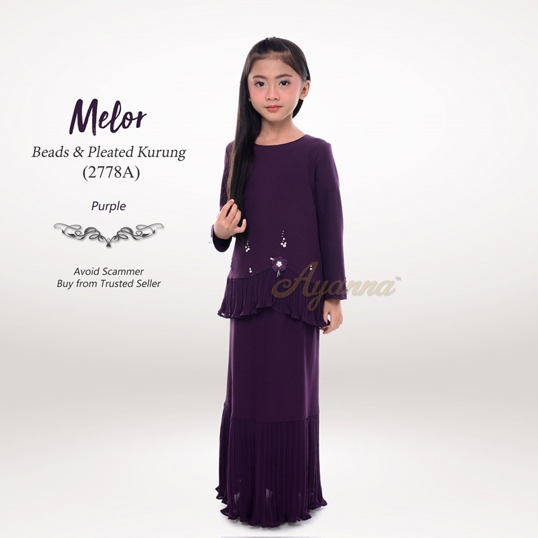 Melor Beads & Pleated Kurung 2778A (Purple)