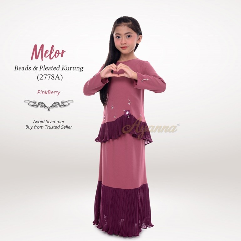 Melor Beads & Pleated Kurung 2778A (PinkBerry)