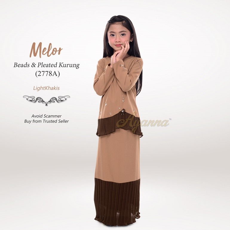Melor Beads & Pleated Kurung 2778A (LightKhakis)