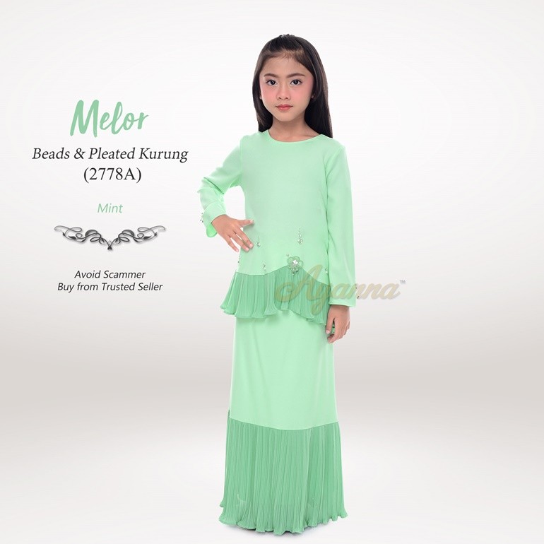 Melor Beads & Pleated Kurung 2778A (Mint)