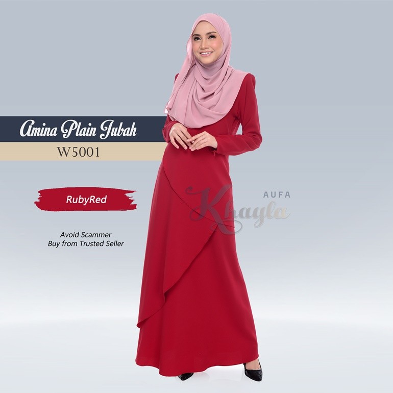 Amina Plain Jubah W5001 (RubyRed)