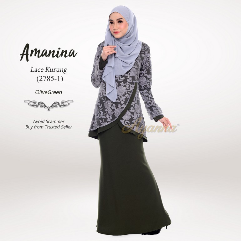 Amanina Lace Kurung 2785-1 (OliveGreen)