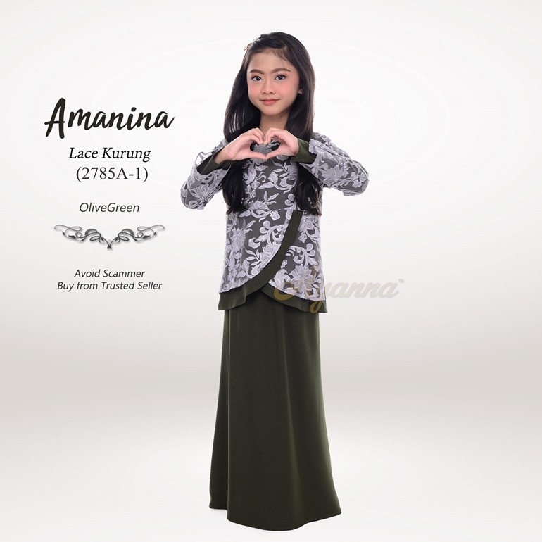 Amanina Lace Kurung 2785A-1 (OliveGreen)