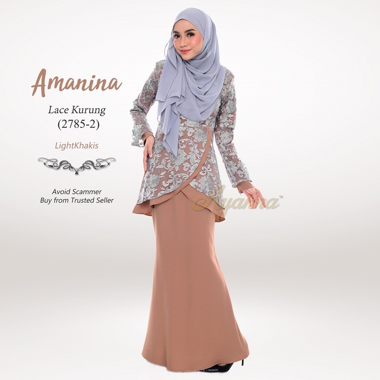 Amanina Lace Kurung 2785-2 (LightKhakis)