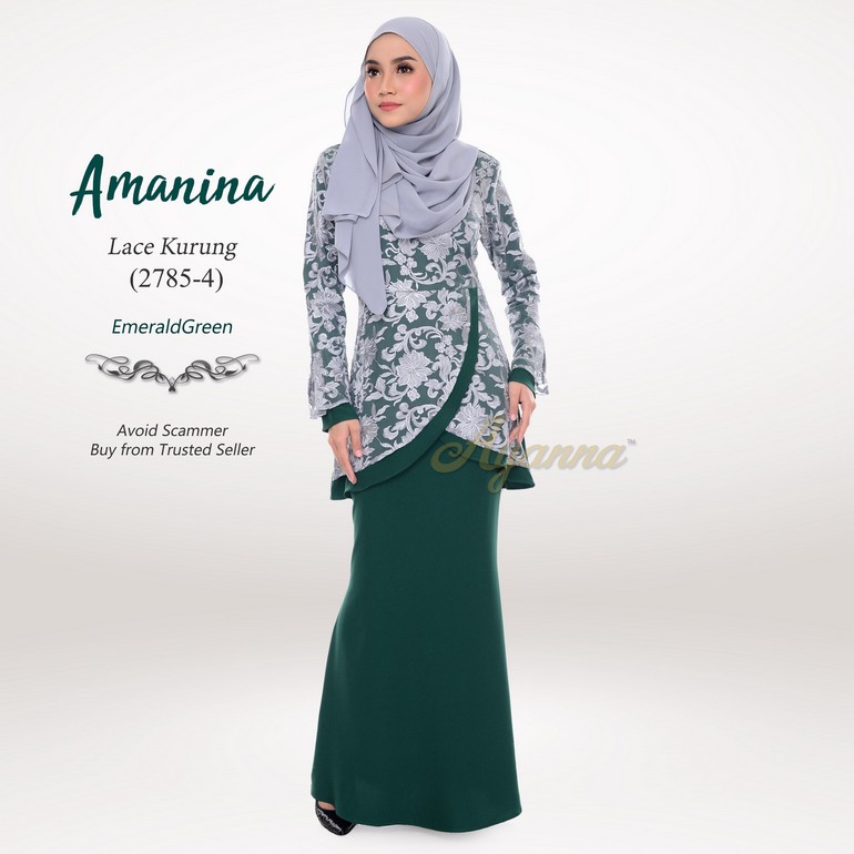 Amanina Lace Kurung 2785-4 (EmeraldGreen)