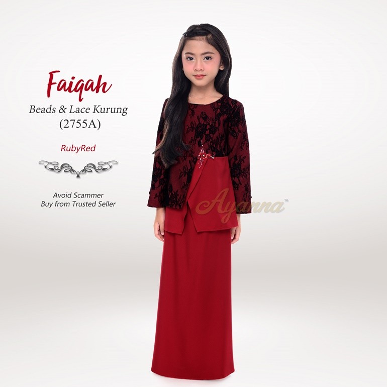 Faiqah Beads & Lace Kurung 2755A (RubyRed)