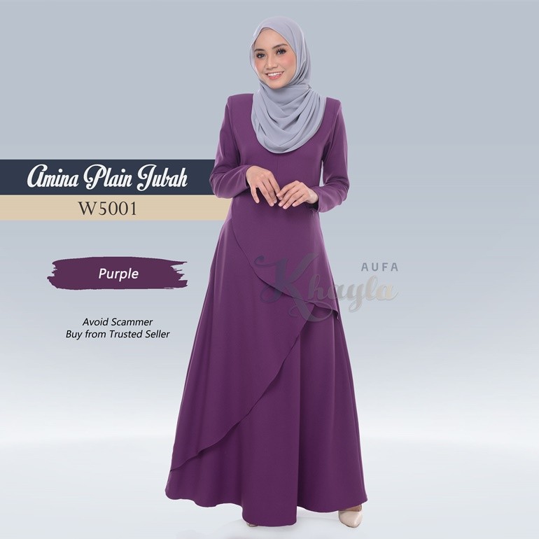 Amina Plain Jubah W5001 (Purple)