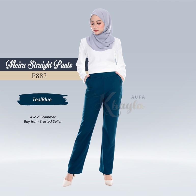 Meira Straight Pants  P882 (TealBlue)