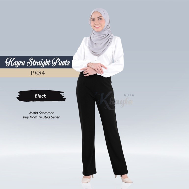 Kayra Straight Pants  P884 (Black)