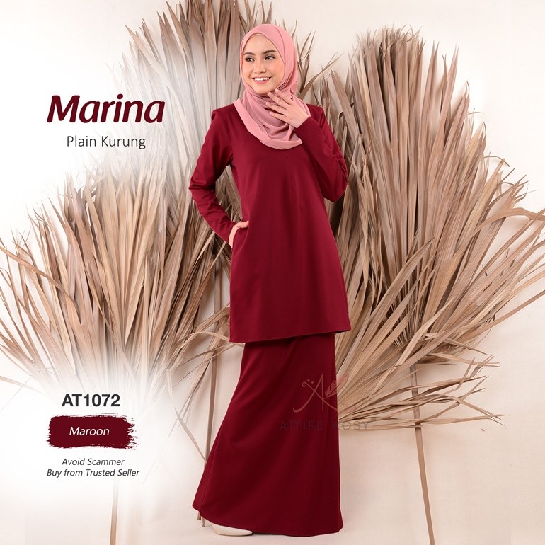 Marina Plain Kurung AT1072 (Maroon)