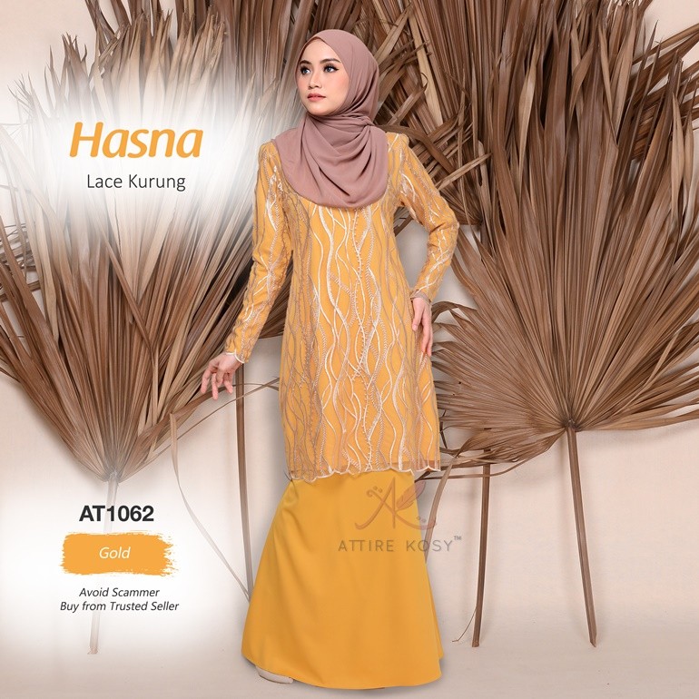 Hasna Lace Kurung AT1062 (Gold)