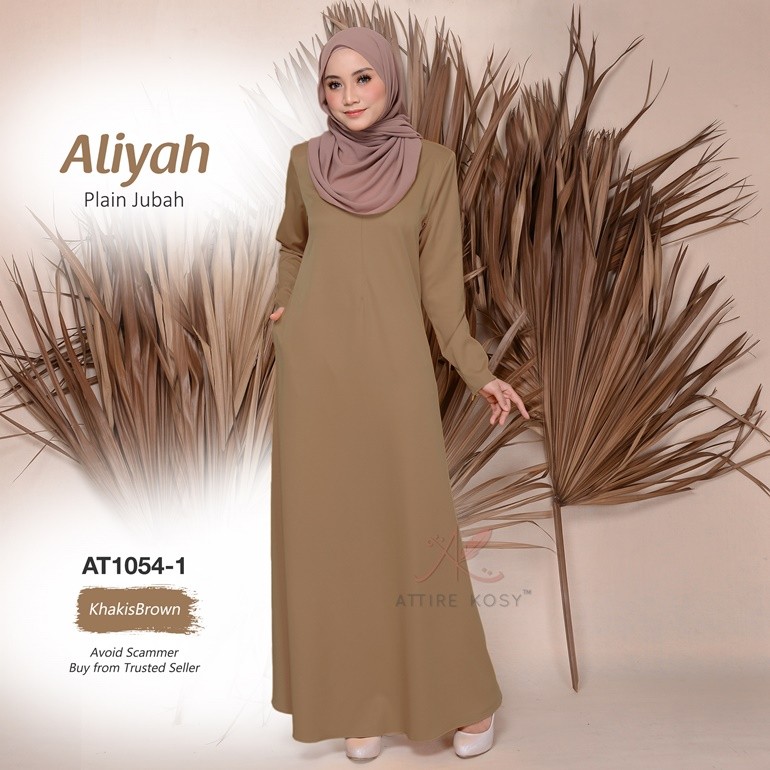 Aliyah Plain Jubah AT1054-1 (KhakisBrown)