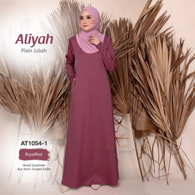 Aliyah Plain Jubah AT1054-1 (RoyalRed)