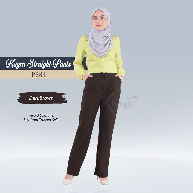 Kayra Straight Pants  P884 (DarkBrown)