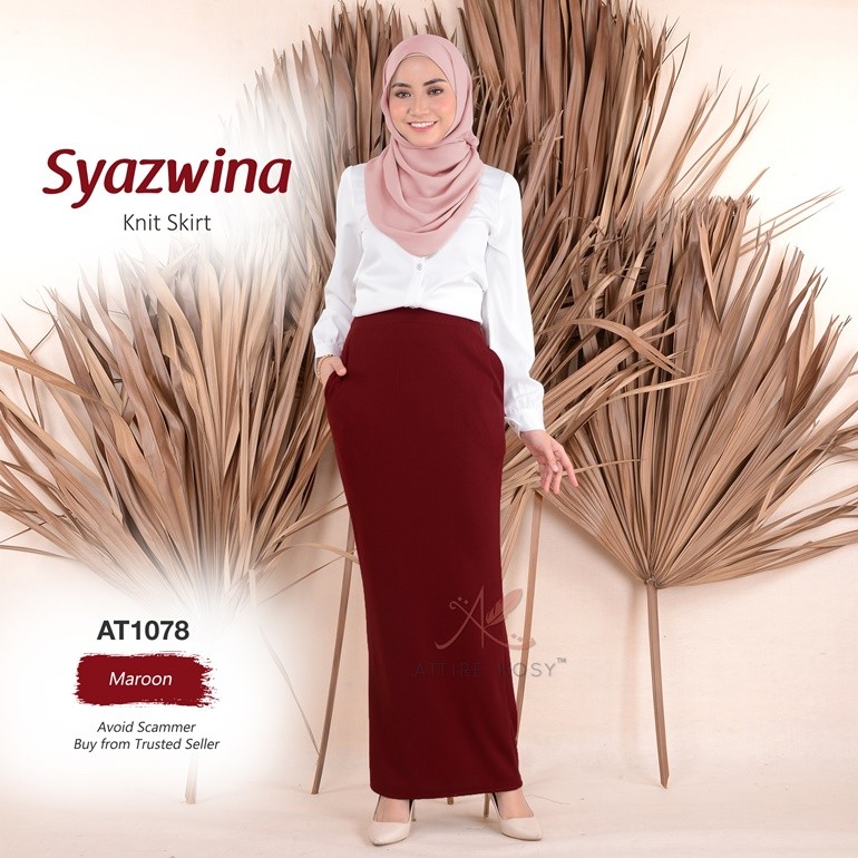 Syazwina Knit Skirt AT1078 (Maroon)
