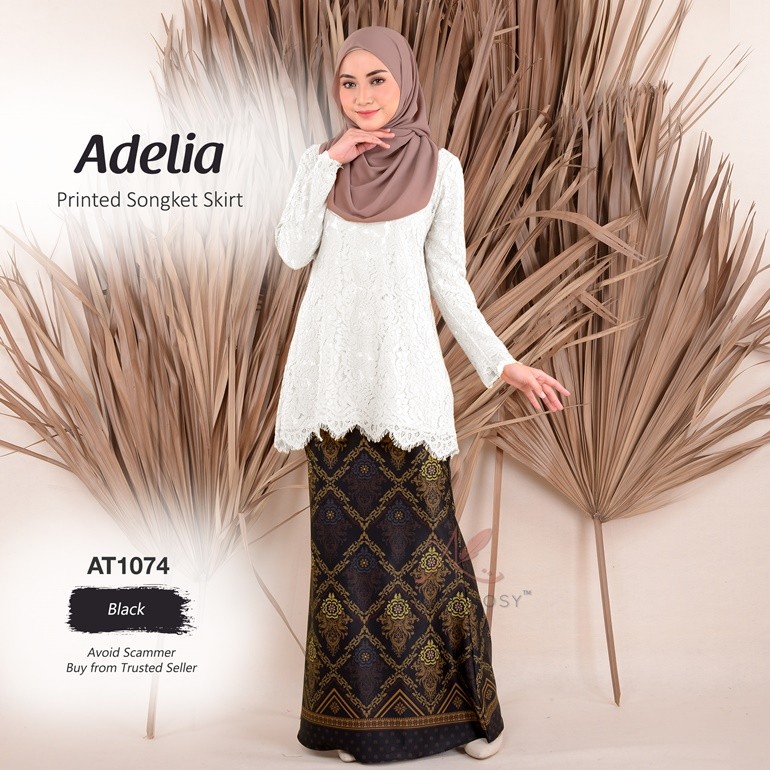 Adelia Printed Songket Skirt AT1074 (Black)