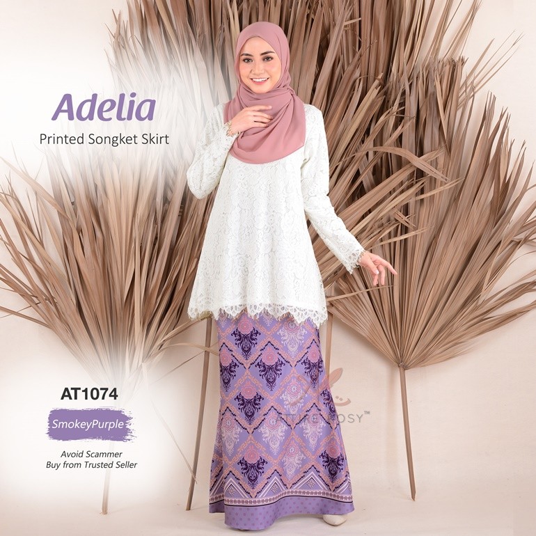 Adelia Printed Songket Skirt AT1074 (SmokeyPurple)
