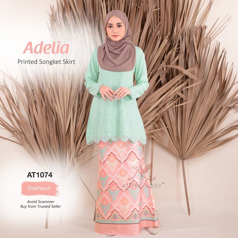 Adelia Printed Songket Skirt AT1074 (PinkPeach)