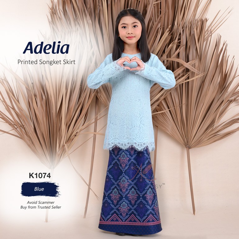 Adelia Printed Songket Skirt K1074 (Blue)