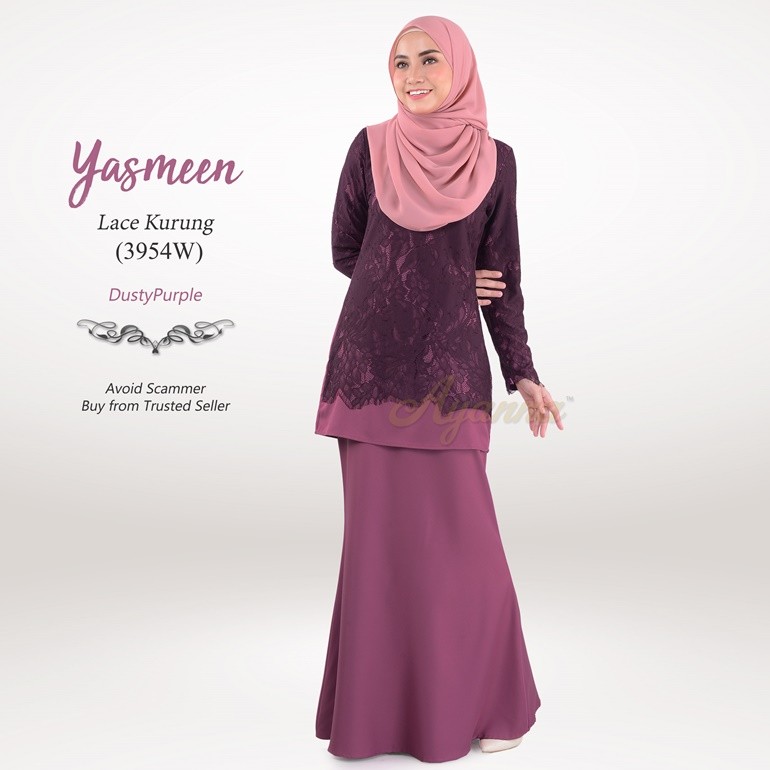 Yasmeen Lace Kurung 3954W (DustyPurple)