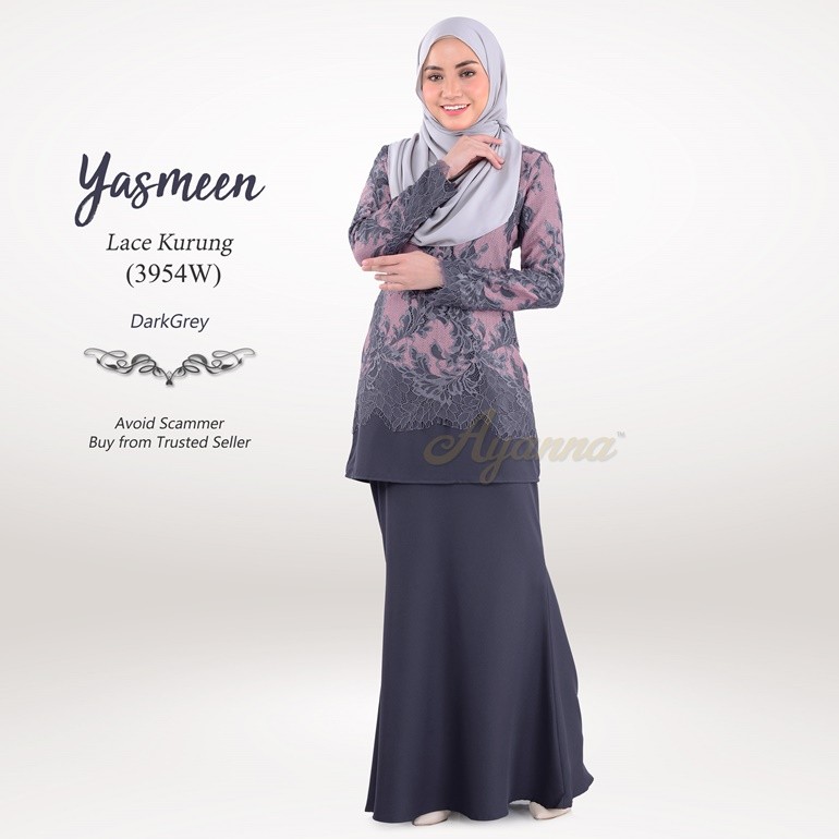 Yasmeen Lace Kurung 3954W (DarkGrey)