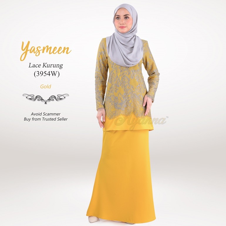 Yasmeen Lace Kurung 3954W (Gold)