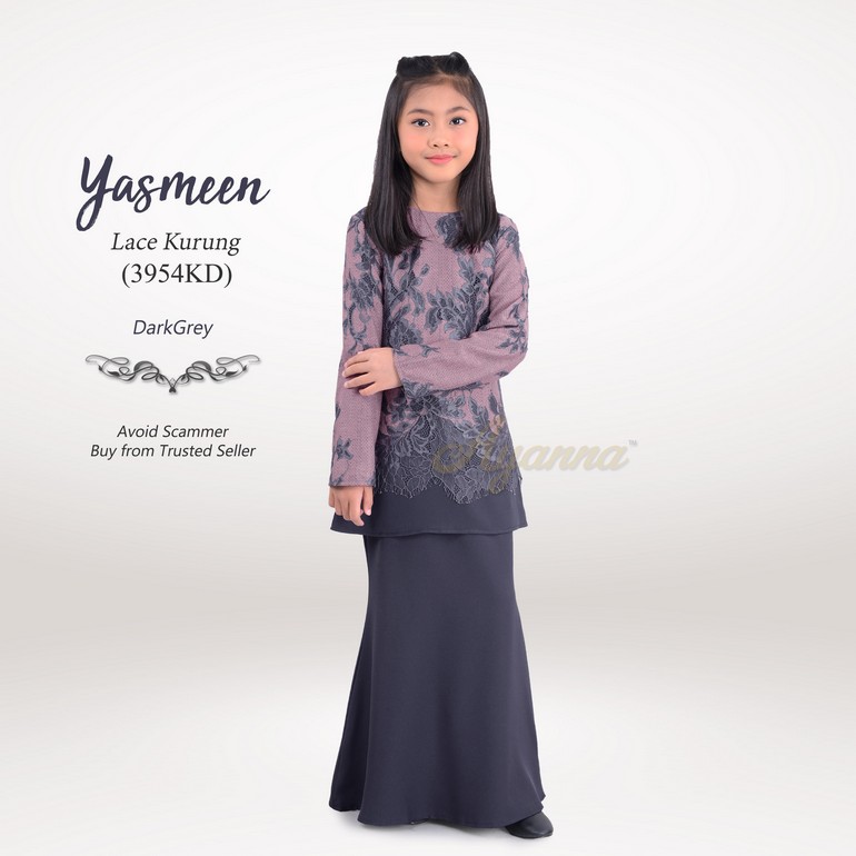 Yasmeen Lace Kurung 3954KD (DarkGrey)