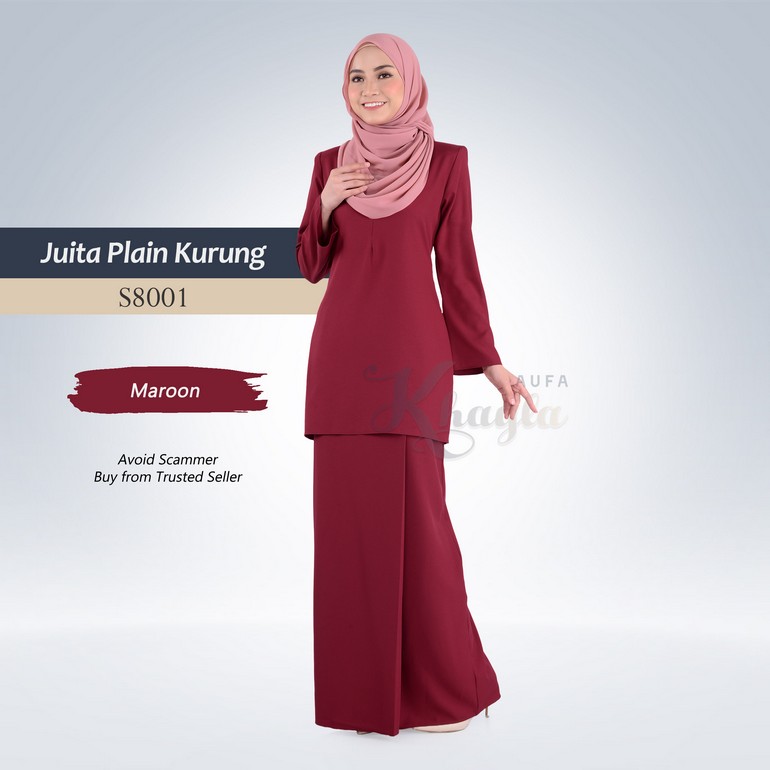 Juita Plain Kurung S8001 (Maroon)