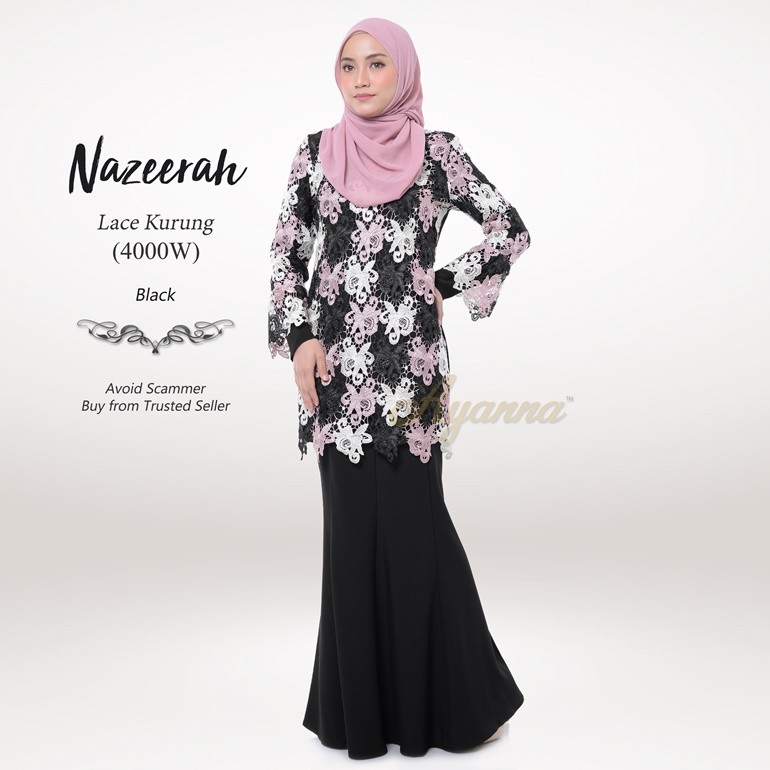 Nazeerah Lace Kurung 4000W (Black)