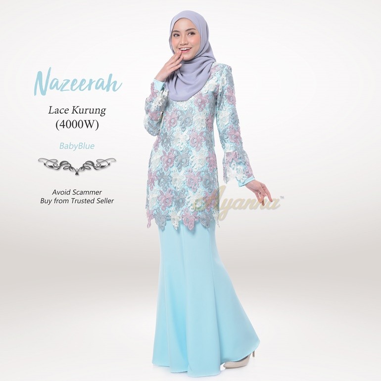 Nazeerah Lace Kurung 4000W (BabyBlue)