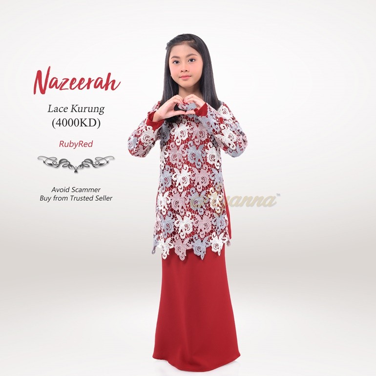 Nazeerah Lace Kurung 4000KD (RubyRed)
