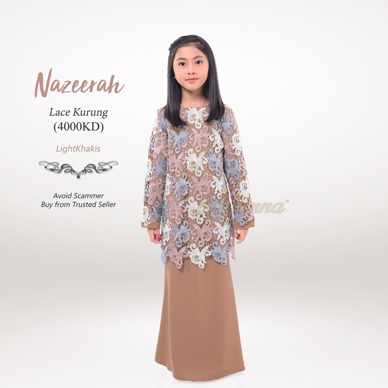 Nazeerah Lace Kurung 4000KD (LightKhakis)