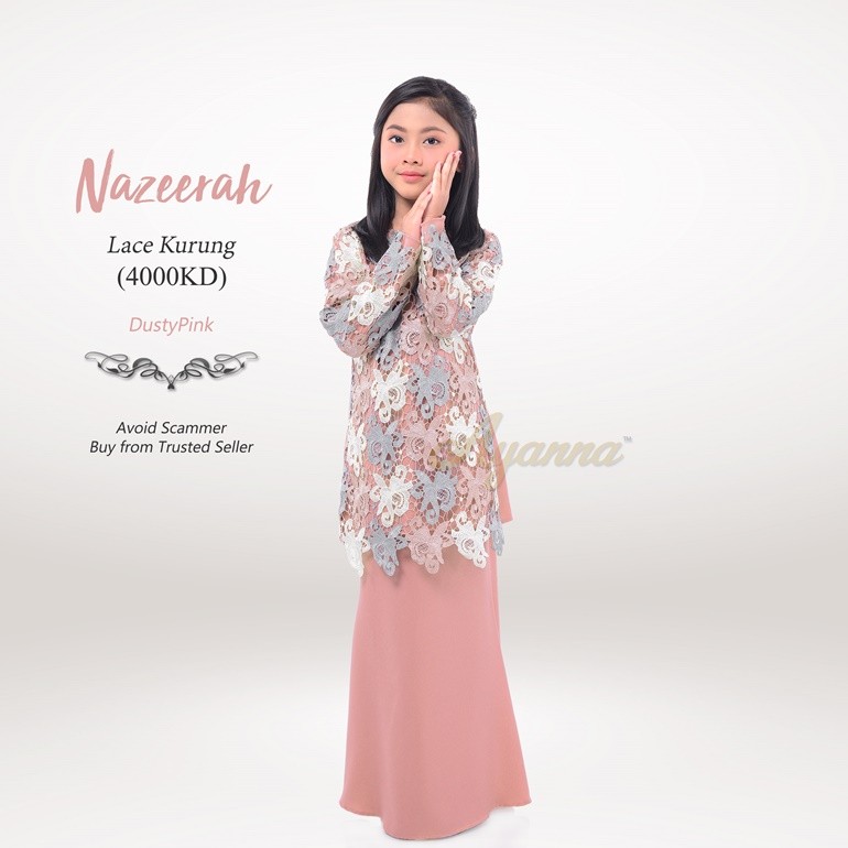 Nazeerah Lace Kurung 4000KD (DustyPink)