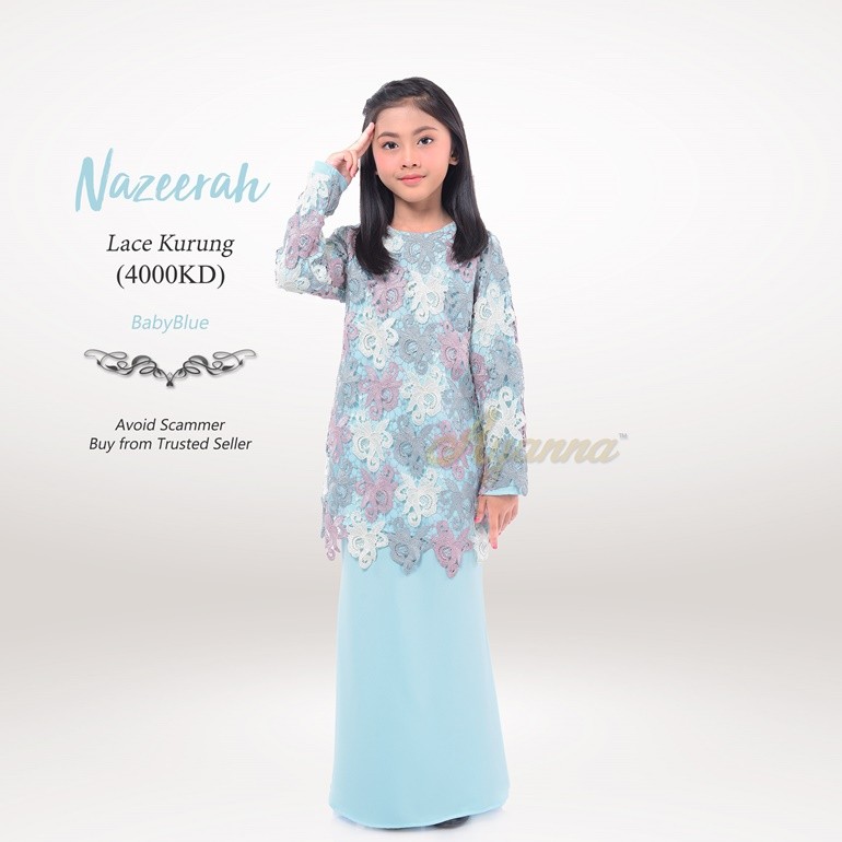 Nazeerah Lace Kurung 4000KD (BabyBlue)