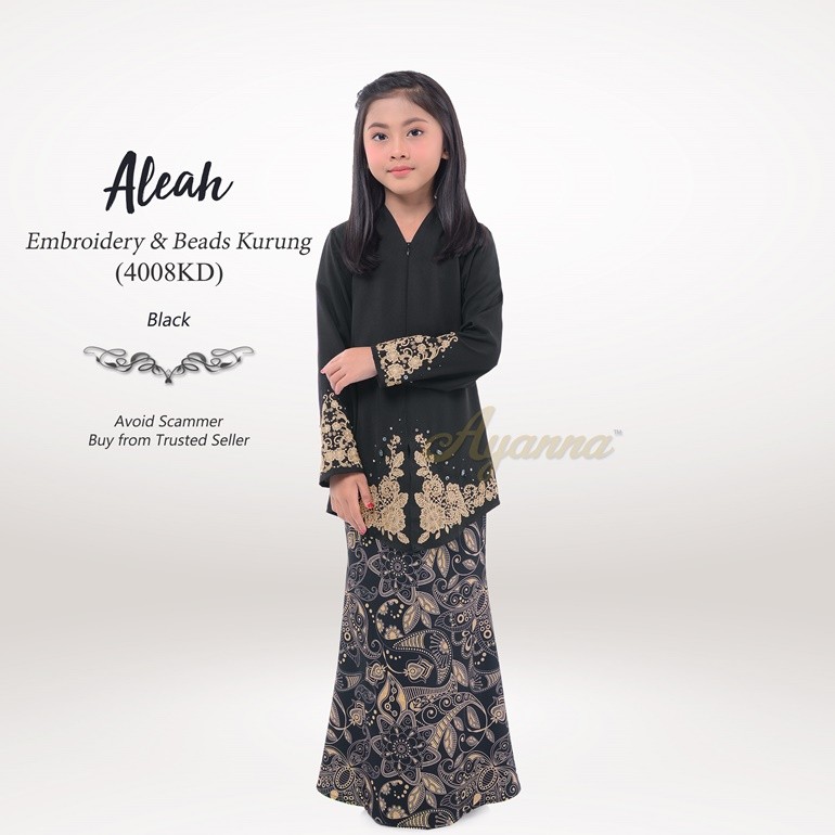 Aleah Embroidery & Beads Kurung 4008KD (Black)