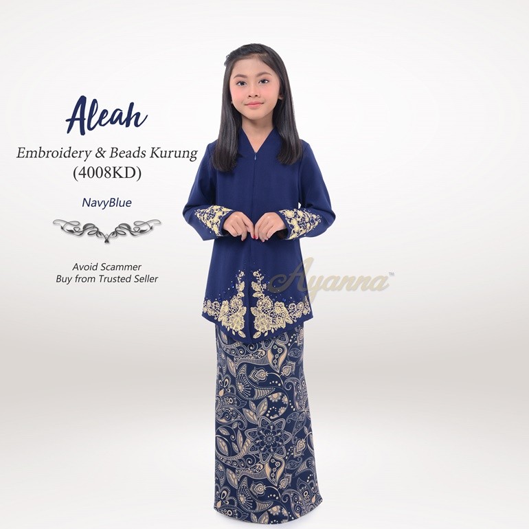 Aleah Embroidery & Beads Kurung 4008KD (NavyBlue)