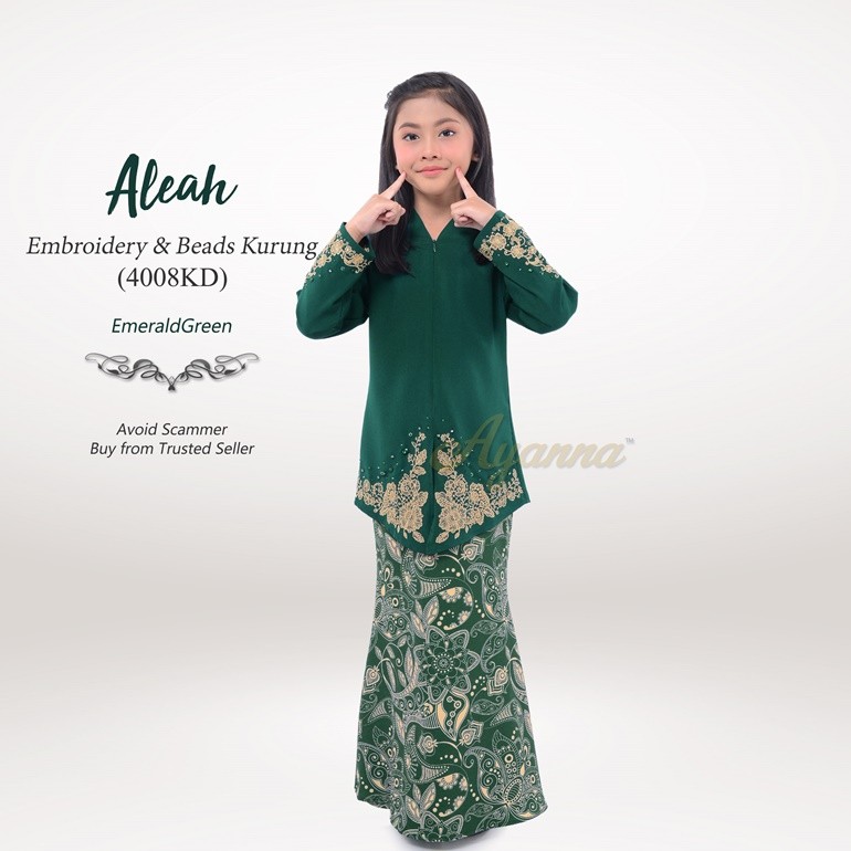 Aleah Embroidery & Beads Kurung 4008KD (EmeraldGreen)