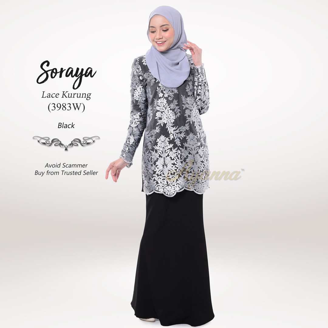 Soraya Lace Kurung 3983W (Black)