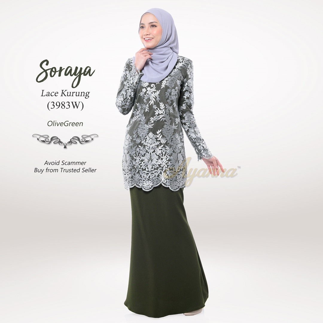 Soraya Lace Kurung 3983W (OliveGreen)