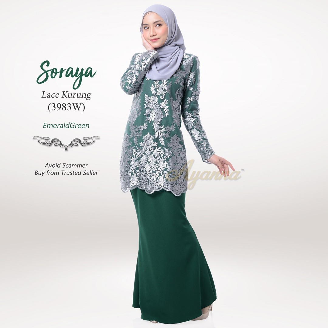 Soraya Lace Kurung 3983W (EmeraldGreen)