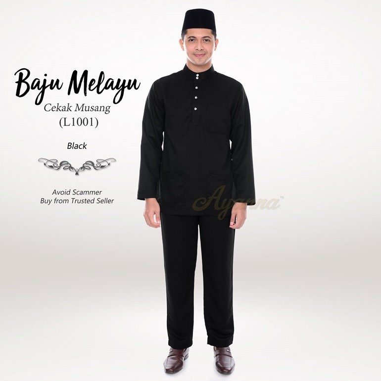 Baju Melayu Cekak Musang L1001 (Black)