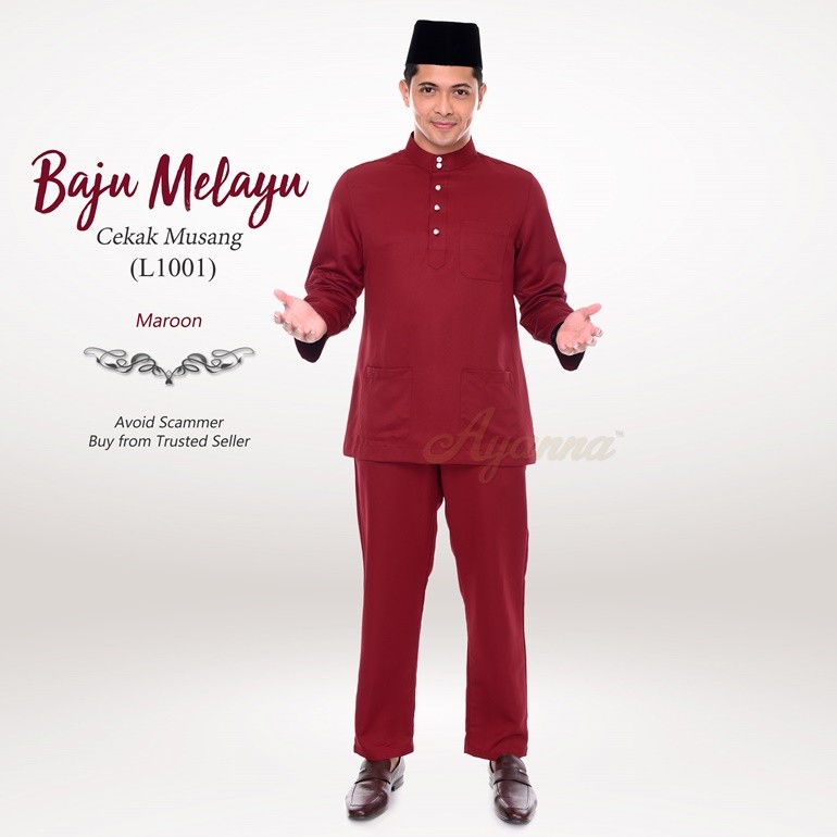 Baju Melayu Cekak Musang L1001 (Maroon)